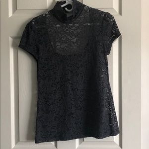Dark grey high neck lace top - great condition